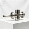 DN50 Food Grade Sanitary Cross Sight Glass SS304 Union Type Weld End Four Way Sight Glass with Light for Pipe Observation Window