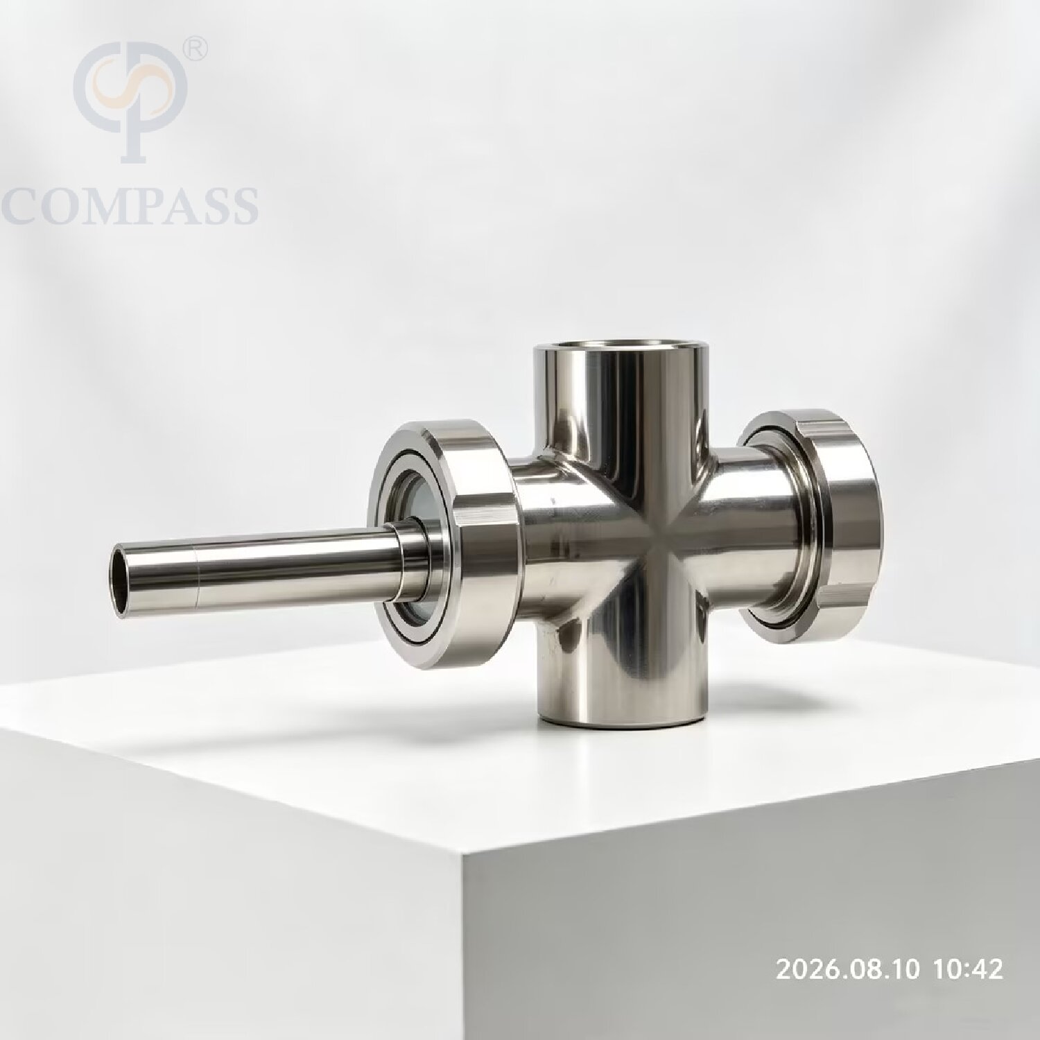 DN50 Food Grade Sanitary Cross Sight Glass SS304 Union Type Weld End Four Way Sight Glass with Light for Pipe Observation Window