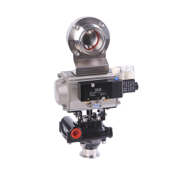 2Inch 51MM Sanitary Hygienic Stainless Steel Food Grade SS304 SMS Pneumatic Clamp Butterfly Valve with Pneumatic Actuator+Solenoid Valve +Limit Switch