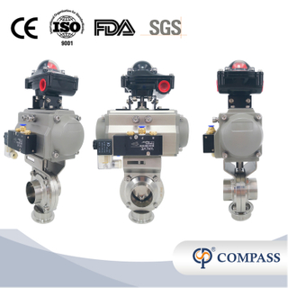 3Inch 76MM Sanitary Hygienic Stainless Steel Food Grade SS304 SMS Pneumatic Weld Butterfly Valve with Pneumatic Actuator+Solenoid Valve +Limit Switch
