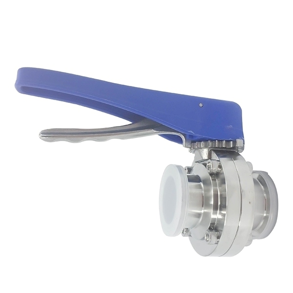 DN50 52MM Sanitary Hygienic Stainless Steel Food Grade SS316L DIN Manual Tri Clamp Butterfly Valve with Plastic Gripple Handle