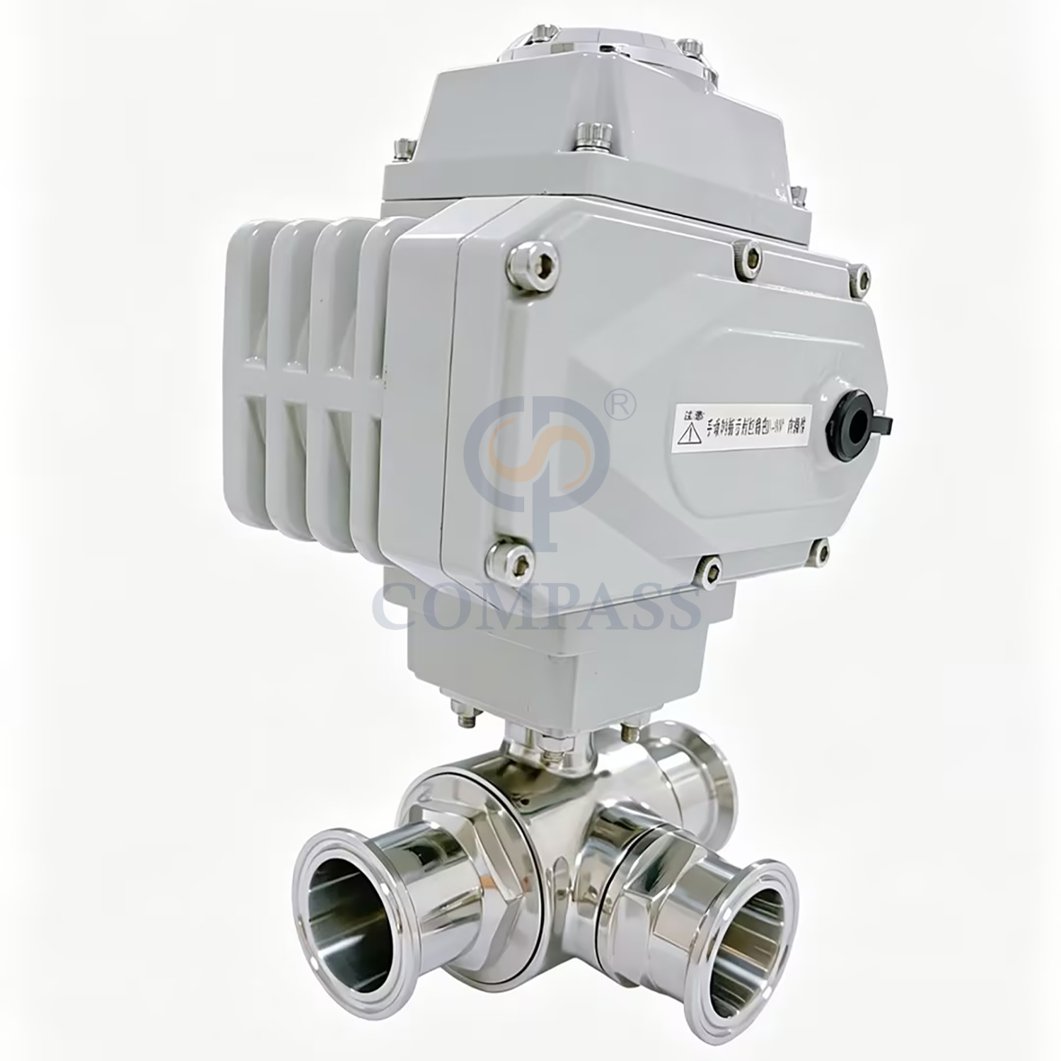 Best Selling Sanitary Stainless Steel Electric Ball Valve SS304 50.8mm Clamp Three Way L-port Ball Valves with 220 Electric Head