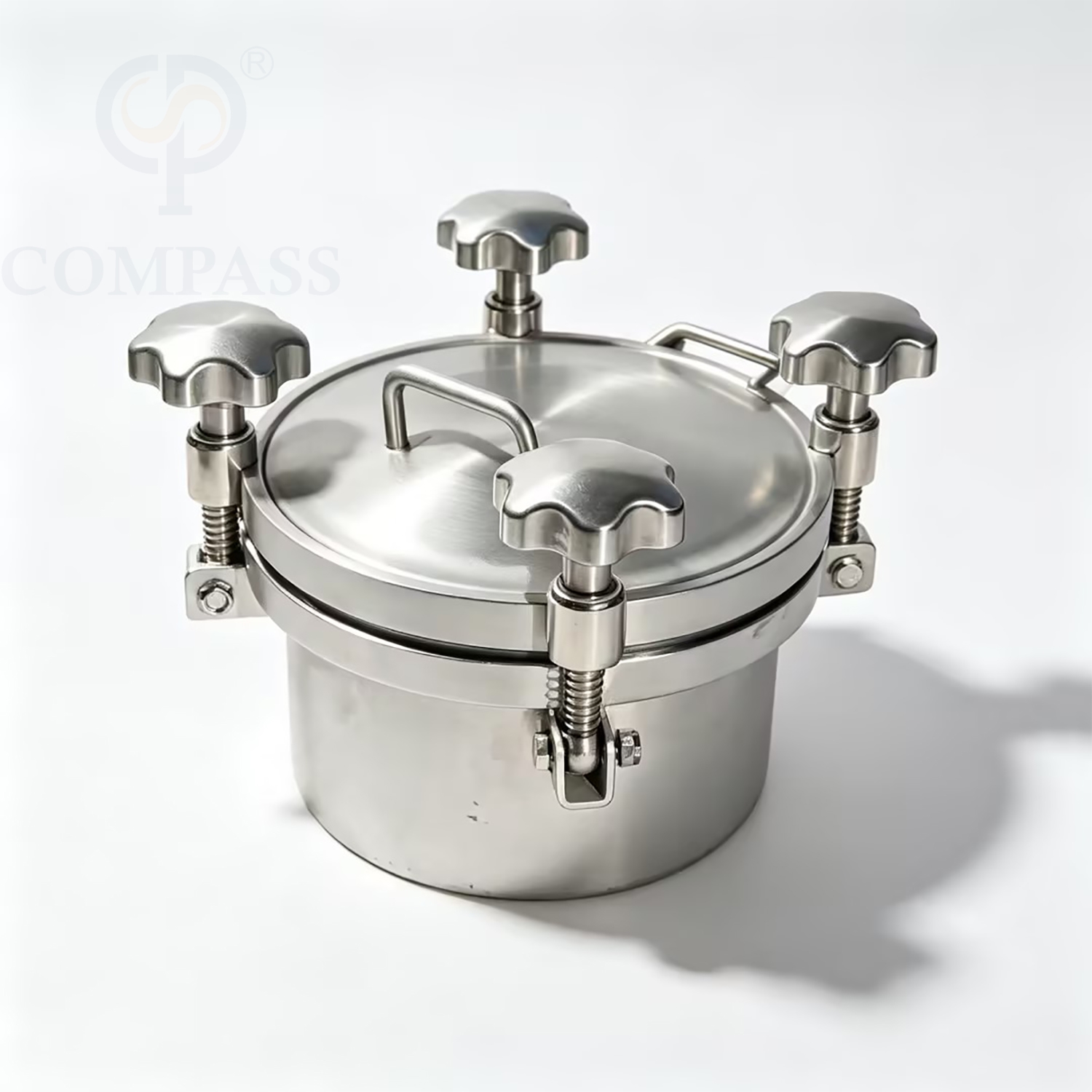 Premium 350MM Hygienic Food Grade AISI316L OD 306MM Outward Round Pressure Tank Manhole Cover with Five M12 SS Handles