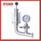 Sanitary Stainless Steel SS304 Air Pressure Relief Valve with Pressure Gauges