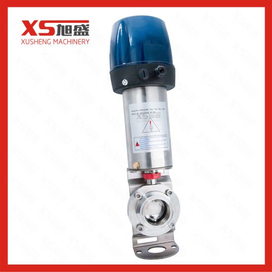 Sanitary Food Grade Ferrule End Pneumatic Butterfly Valve with Controller