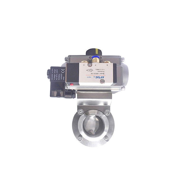 Stainless Steel Sanitary Pneumatic Actuator Tri Clamp Butterfly Valves with Solenoid Valve