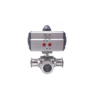 Stainless Steel Hygienic Sanitary T Port Ball Valves with Actuator Pneumatic