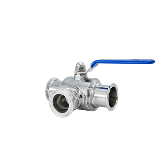 Stanitary Stainless Steel Quick Installation Three Way Clamped Ball Valve
