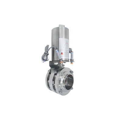 Sanitary Stainless Steel Three - Piece Butterfly Valve with Pneumatic Head Proximity Switch